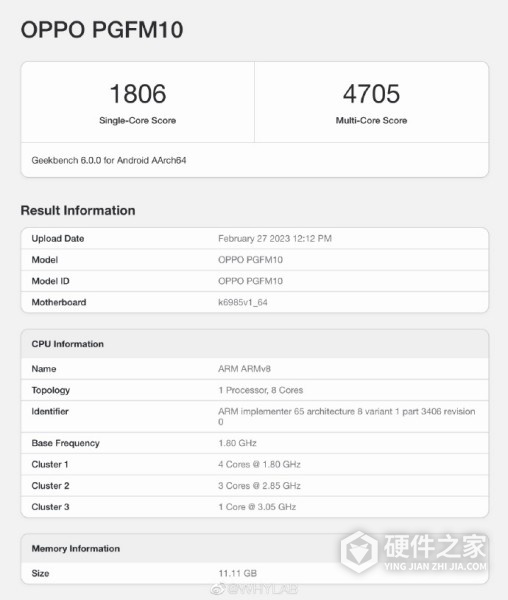 OPPO Find X6 Geekbench 跑分怎么样