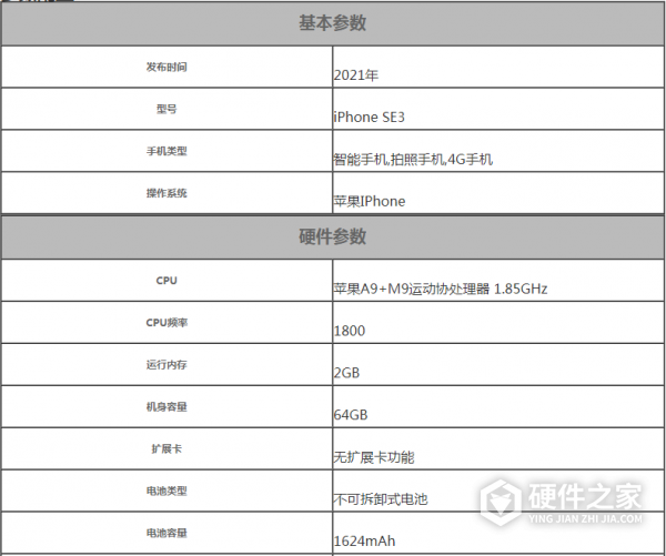 iphone se3配置参数