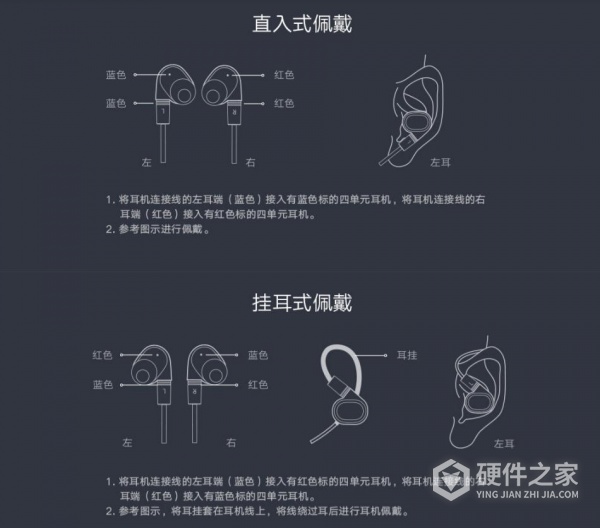 小米圈铁四单元耳机左右咋分