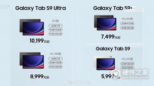 三星 Galaxy Tab S9 系列配置参数