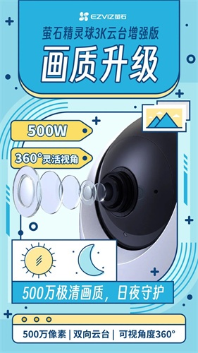 萤石C6c精灵球摄像机3K云台增强版功能介绍