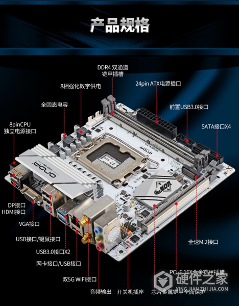 昂达H610白色ITX主板配置参数