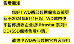 国行西部数据企业级硬盘暂停个人送保服务事件详情
